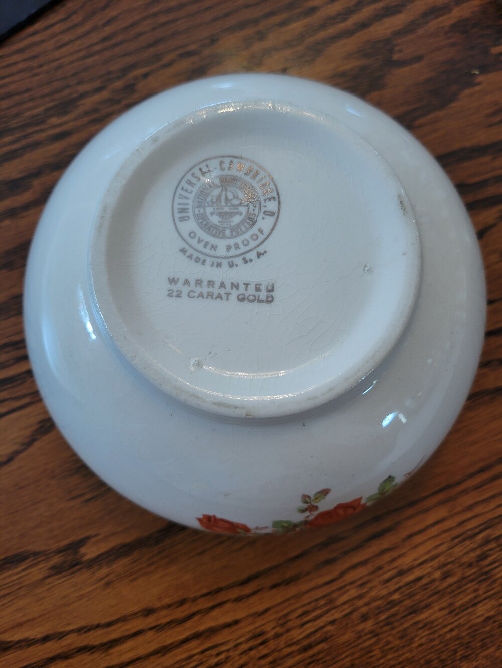 Vintage Universal Cambridge Oven Proof American Beauty Rose Bowl 1940s USA - Picture 12 of 16